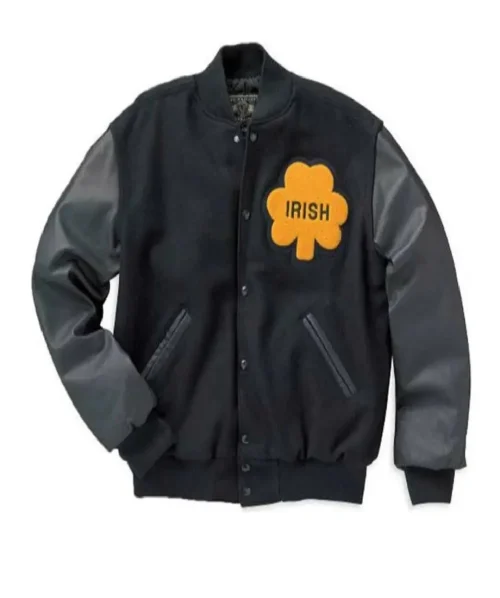 Alternative view of Notre Dame Rudy Irish Letterman Bomber Jacket
