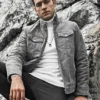 Riverside Men's Stand Collar Gray Leather Jacket - Image 7