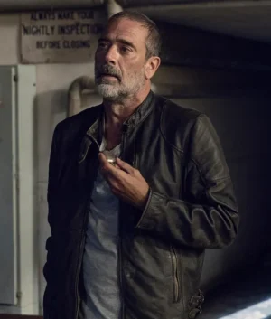 Alternative view of The Walking Dead Season 9 Negan Black Leather Jacket