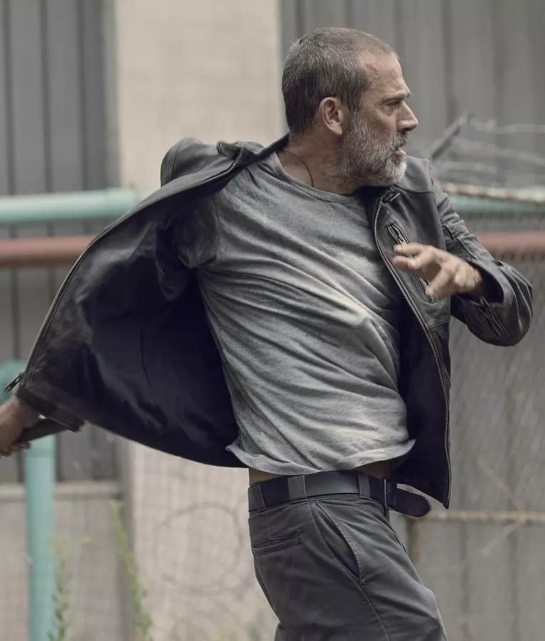 The Walking Dead Season 9 Negan Black Leather Jacket - Image 3