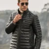 Seattle Men's Flavor Leather Puffer Jacket with Fur collar - Image 2
