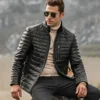 Seattle Men's Flavor Leather Puffer Jacket with Fur collar - Image 4