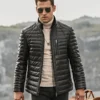 Seattle Men's Flavor Leather Puffer Jacket with Fur collar - Image 5