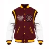 Shaw University Letterman Maroon and White Varsity Jacket