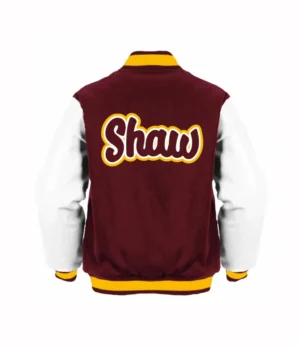 Alternative view of Shaw University Letterman Maroon and White Varsity Jacket
