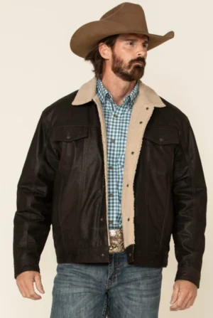 Alternative view of Alberto Brown Leather Sherpa Jacket