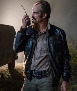 Alternative view of The Walking Dead Simon Black Leather Jacket