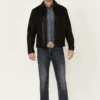 Solid Black Trucker Leather Jacket - Image 2