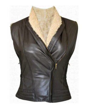 Alternative view of The Walking Dead Andrea Laurie Holden Brown Leather Vest