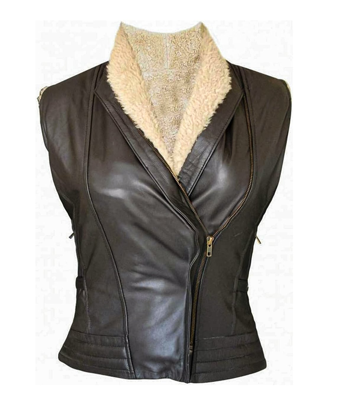 The Walking Dead Andrea Laurie Holden Brown Leather Vest - Image 2
