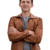Tom Holland Tan Brown Leather Jacket