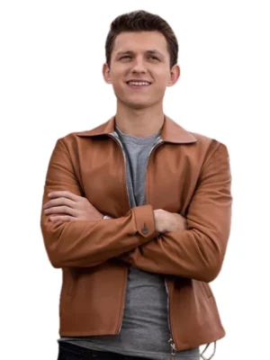 Tom Holland Tan Brown Leather Jacket