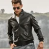 Tucson Men's Stand collar Real Leather Moto Jacket - Image 2