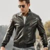 Tucson Men's Stand collar Real Leather Moto Jacket - Image 6