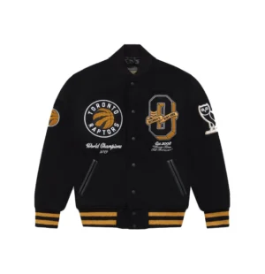 Toronto Raptors Full-Snap X OVO Black Varsity Jacket