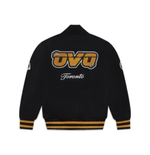 Alternative view of Toronto Raptors Full-Snap X OVO Black Varsity Jacket