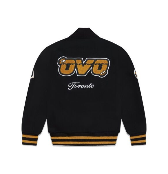 Alternative view of Toronto Raptors Full-Snap X OVO Black Varsity Jacket
