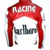 Vintage Men's White and Red Motorcycle Racing Rare Leather Jacket