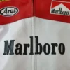 Men vintage white and red motorcycle racing rare leather jacket
