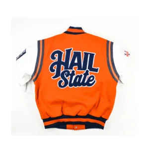 Alternative view of Virginia State University Motto 2.0 Orange Varsity Jacket