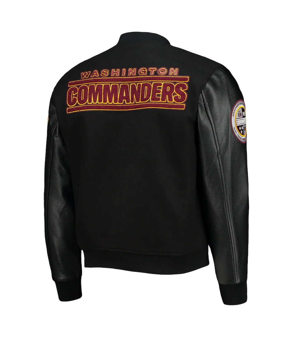 Alternative view of Washington Commanders Classic Black Letterman Jacket