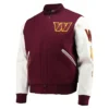 Washington Commanders Letterman Classic Burgundy and White Jacket