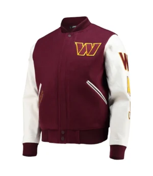 Washington Commanders Letterman Classic Burgundy and White Jacket