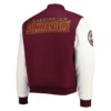 Washington Commanders Letterman Classic Burgundy and White Jacket - Image 2