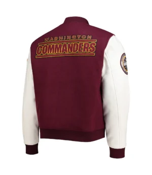 Alternative view of Washington Commanders Letterman Classic Burgundy and White Jacket