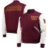 Washington Commanders Letterman Classic Burgundy and White Jacket - Image 4