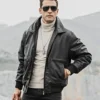 Weston Men's Black Aviator Leather Bomber Jacket