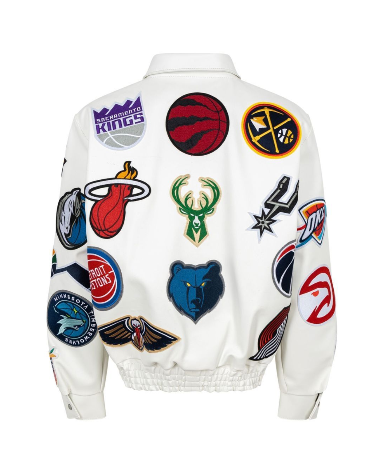 Alternative view of White NBA Teams Collage Jeff Hamilton Multi Patch Wool Jacket