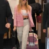 Margot Robbie Barbie Pink Checkered Blazer - Image 4