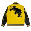 LV Yellow and Black Letterman Varsity Leather Jacket - Image 2