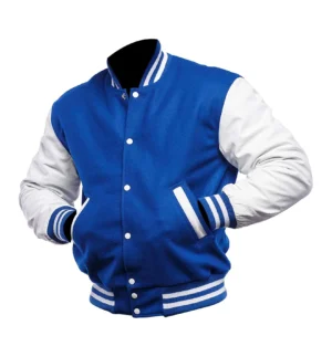 Alternative view of College Highschool Letterman Blue & White Varsity Jacket