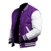 College Highschool Letterman Baseball Purple & White Varsity Jacket