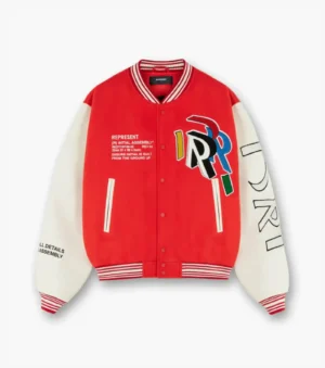 Represent Initial Letterman Red & White Varsity Jacket