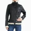 Women B3 Bomber Black Sheepskin Shearling Leather Jacket - Image 5