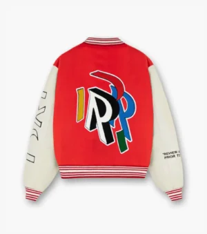 Alternative view of Represent Initial Letterman Red & White Varsity Jacket