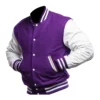 College Highschool Letterman Baseball Purple & White Varsity Jacket - Image 2