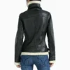 Women B3 Bomber Black Sheepskin Shearling Leather Jacket - Image 7