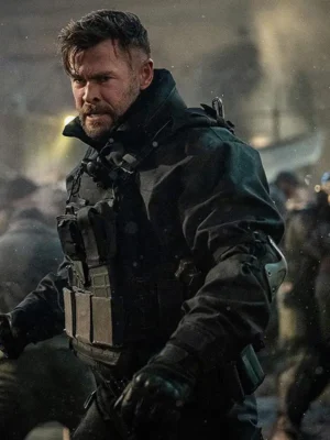 Alternative view of Extraction 2 Chris Hemsworth Black Hooded Jacket