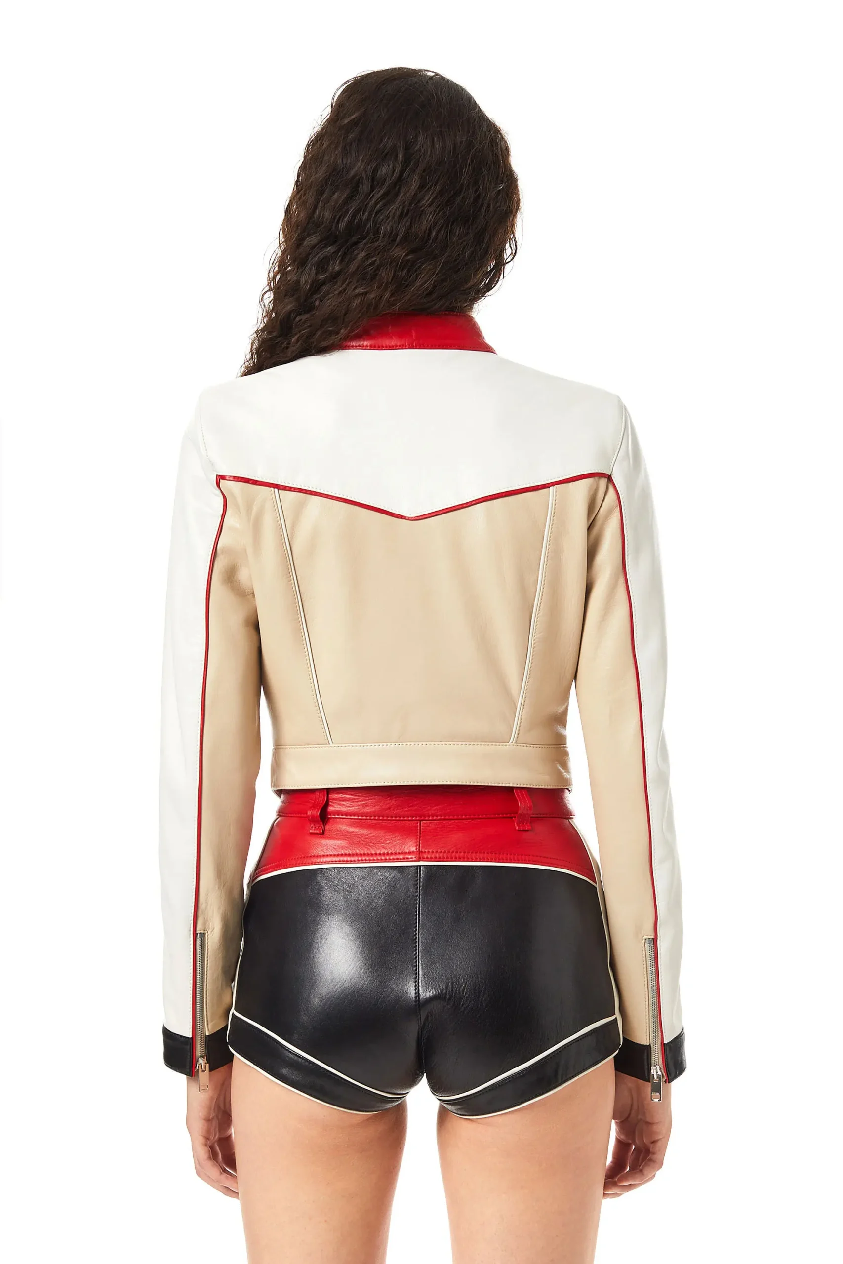 Fast X Ramsey Letterman Diesel colour-block Leather Jacket - Image 4