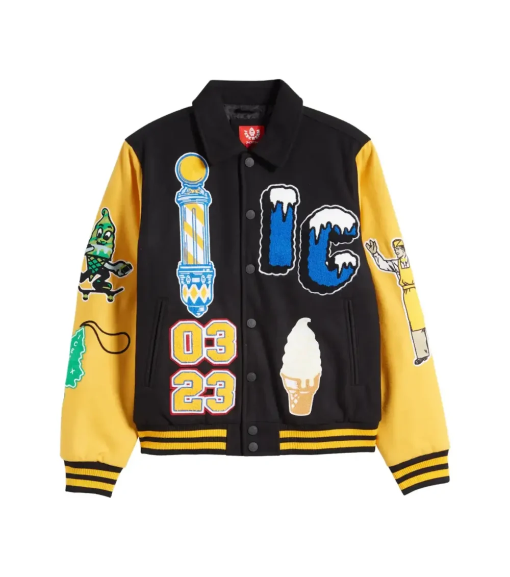 Ice-Cream Dollar Sign Letterman Varsity Jacket