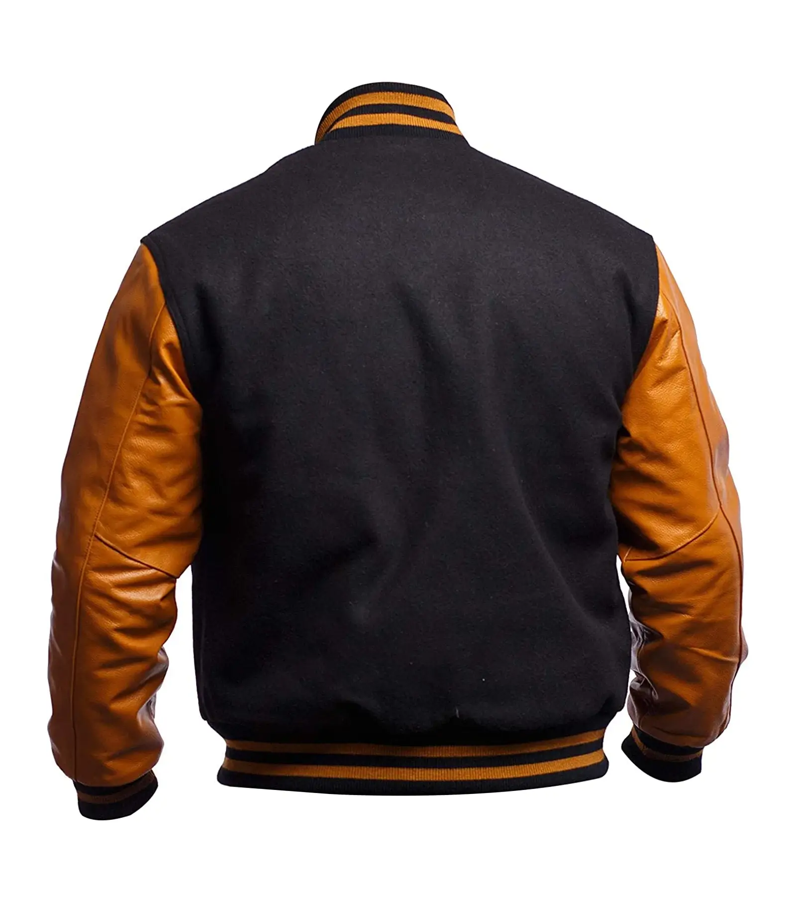 College Highschool Letterman Baseball Black & Gold Varsity Jacket - Image 3