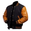 College Highschool Letterman Baseball Black & Gold Varsity Jacket