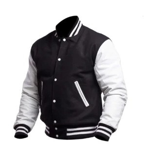 College Highschool Letterman Baseball Black & White Varsity Jacket