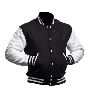 Alternative view of College Highschool Letterman Baseball Black & White Varsity Jacket