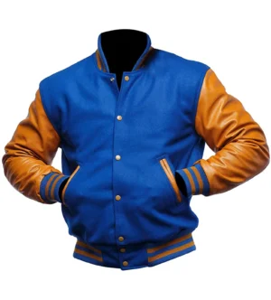Alternative view of College Highschool Letterman Baseball Blue & Gold Varsity Jacket