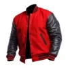 College Highschool Letterman Red & Black Varsity Jacket